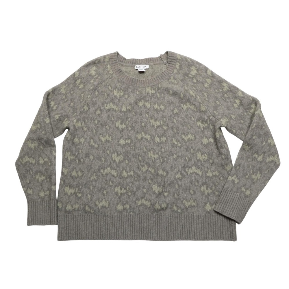 Athleta Sweater Womens Medium Gray Merino Wool Hawthorn Crewneck Knit Pullover
